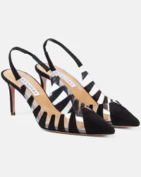 Aquazzura Pumps slingback Hot Rumor 75 in suede e PVC Nero