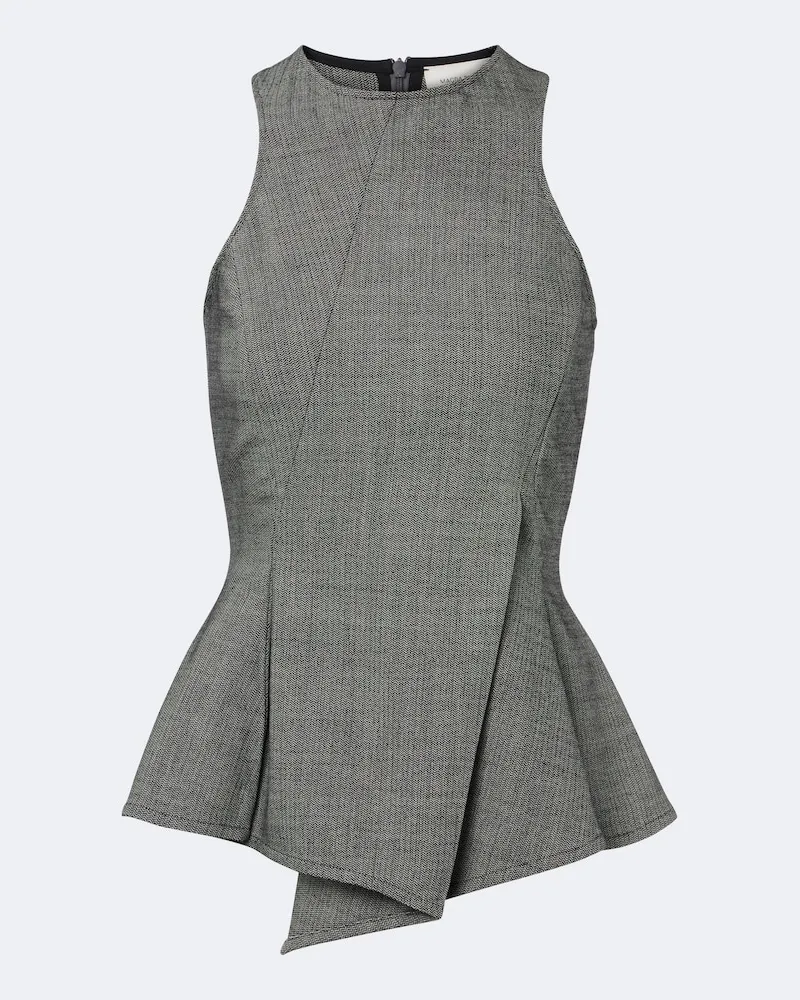 Magda Butrym Top in misto lana a spina di pesce plissé Grigio