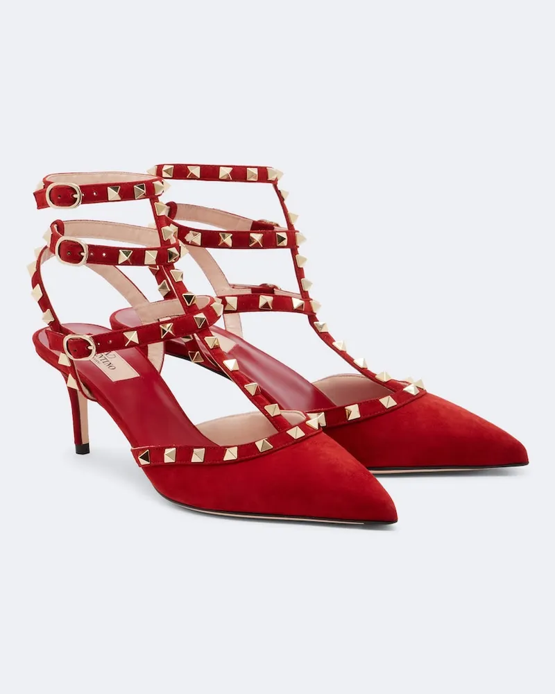 Valentino Garavani Pumps Rockstud in suede Rosso