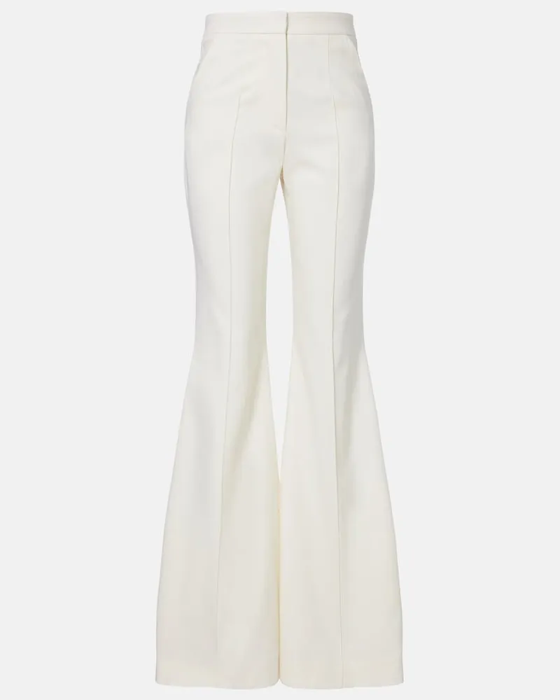 COSTARELLOS Pantaloni Daline flared in misto lana Bianco