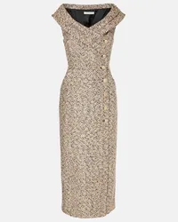 Alessandra Rich Abito midi in tweed Oro