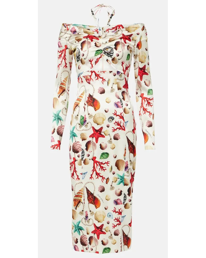 Dolce & Gabbana Abito midi Capri in misto seta Multicolore