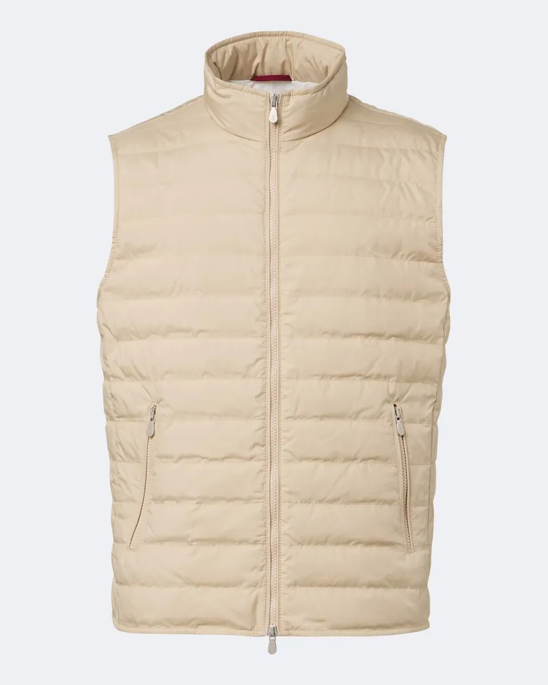 Brunello Cucinelli Piumino senza maniche in tessuto tecnico Beige