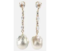 Orecchini in oro 14kt con perle e topazio