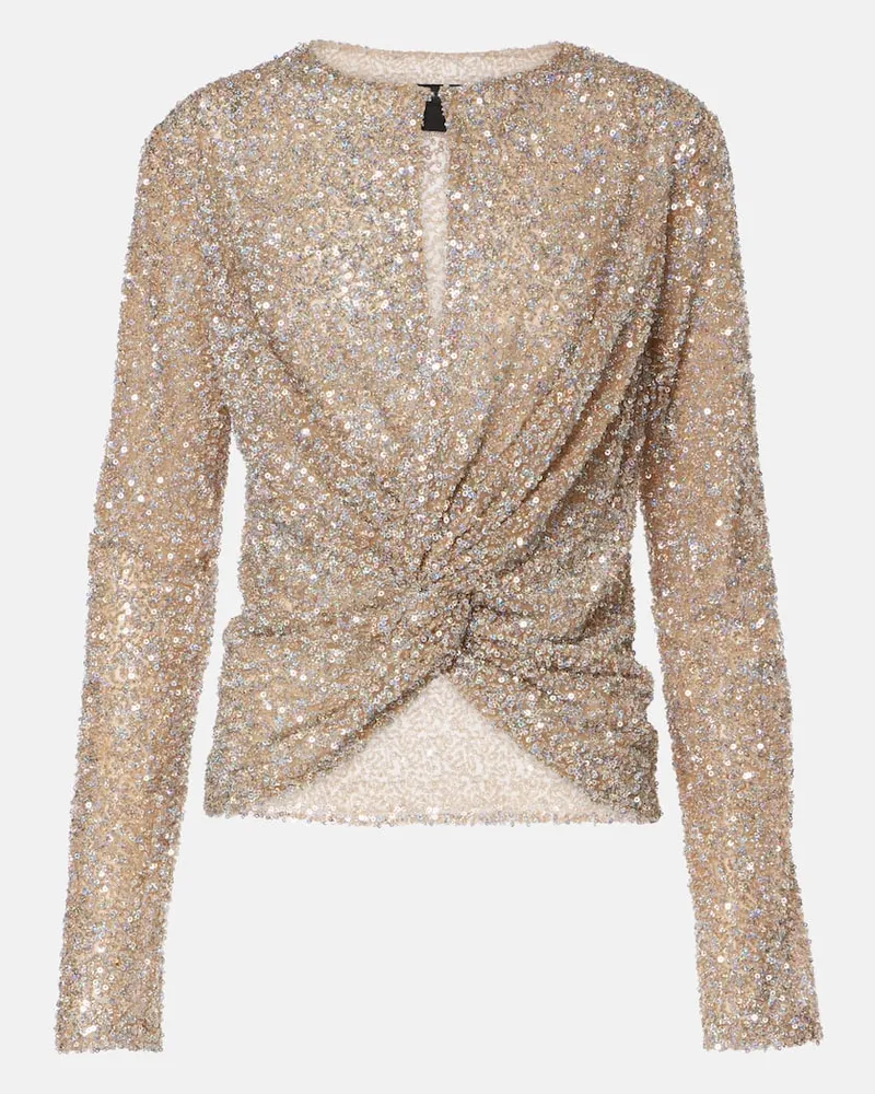 COSTARELLOS Top Noa con cut-out e paillettes Oro