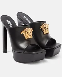 Versace Mules Medusa in pelle con platform Nero