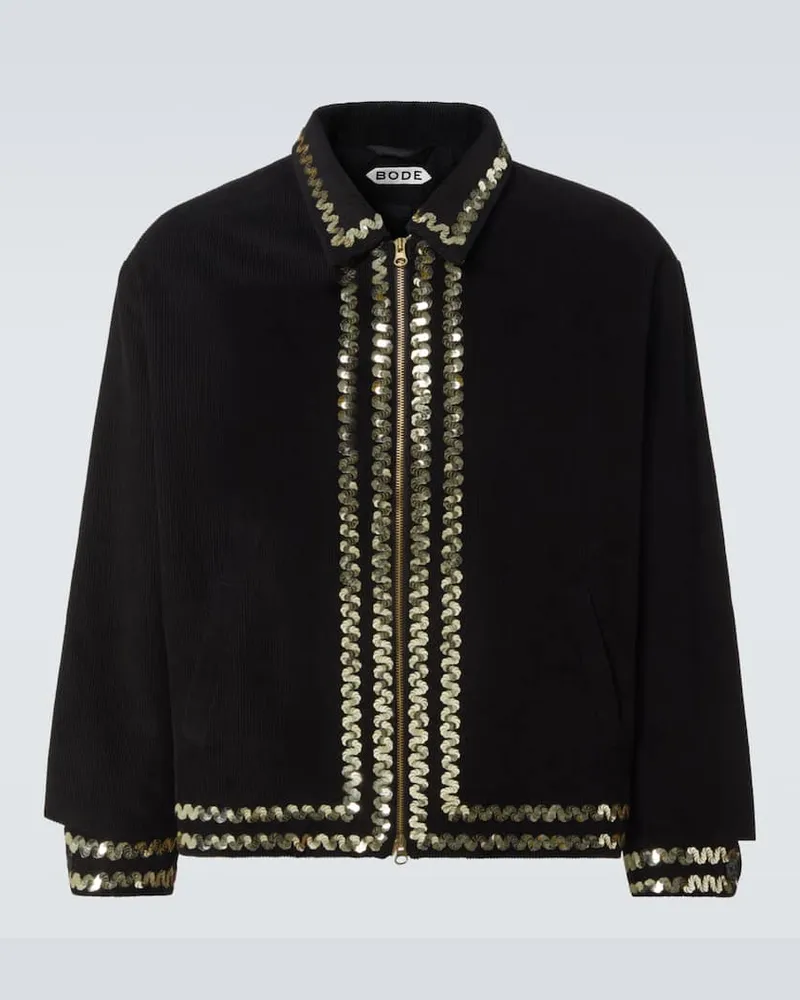 BODE Giacca in velluto di cotone con paillettes Nero