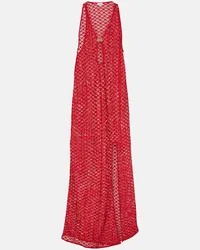 Ganni Abito lungo in mesh con cut-out Rosso