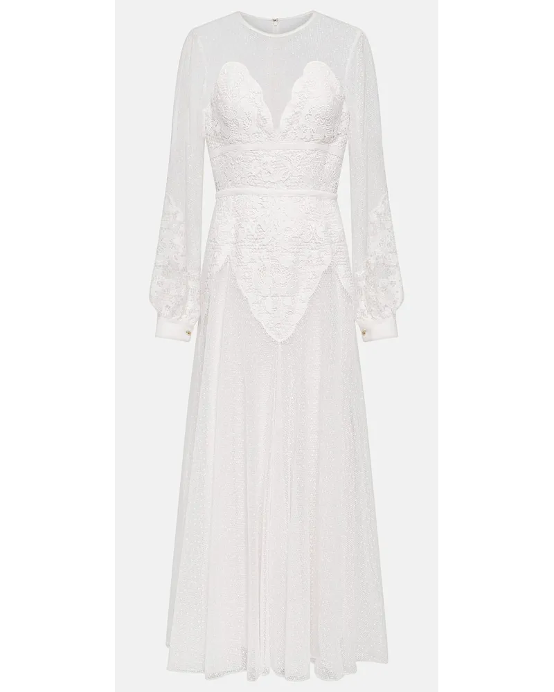 Elie Saab Abito midi con pizzo Bianco