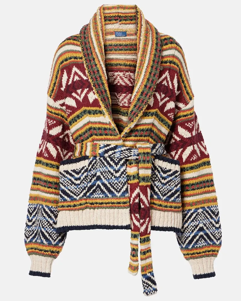 Ralph Lauren Cardigan in jacquard di cotone, lino e lana Multicolore