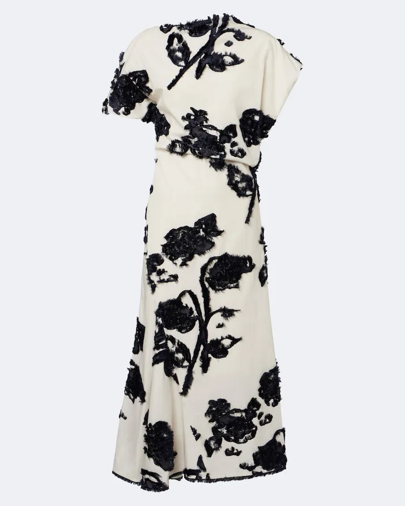 Erdem Abito midi in popeline di cotone fil coupé Bianco