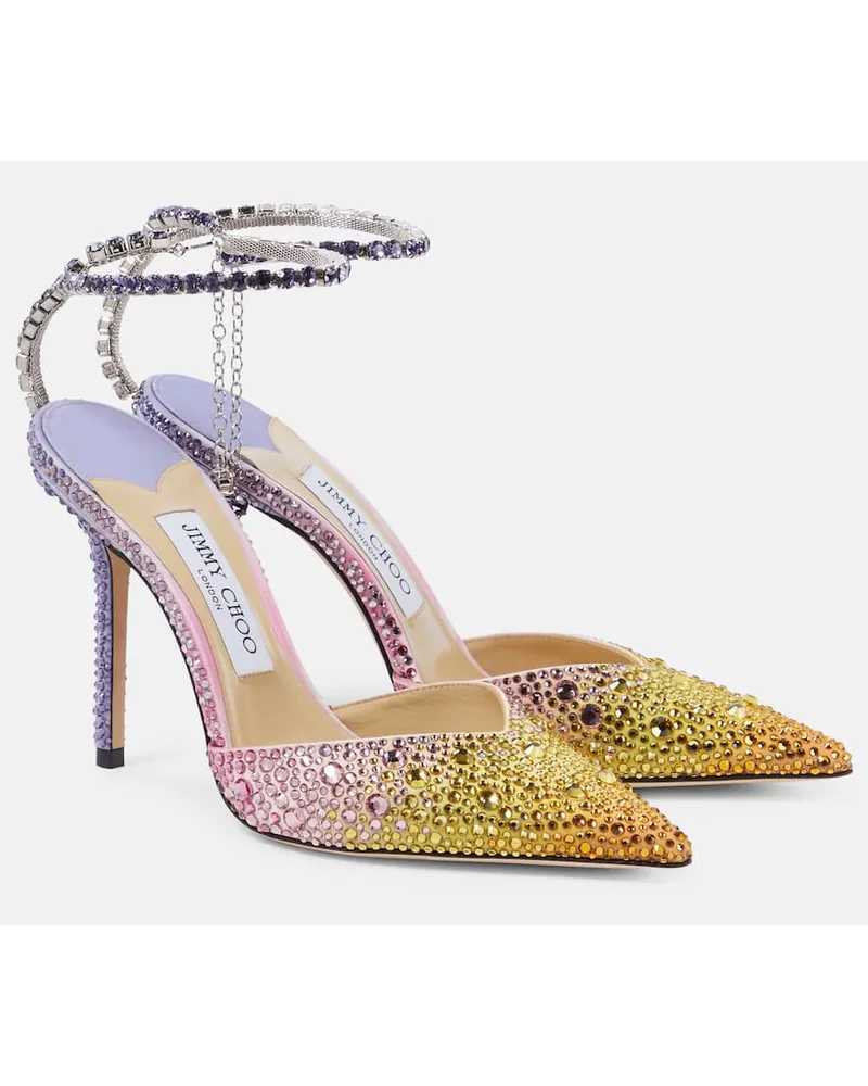 Jimmy Choo Pumps Saeda 100 in raso con cristalli Multicolore