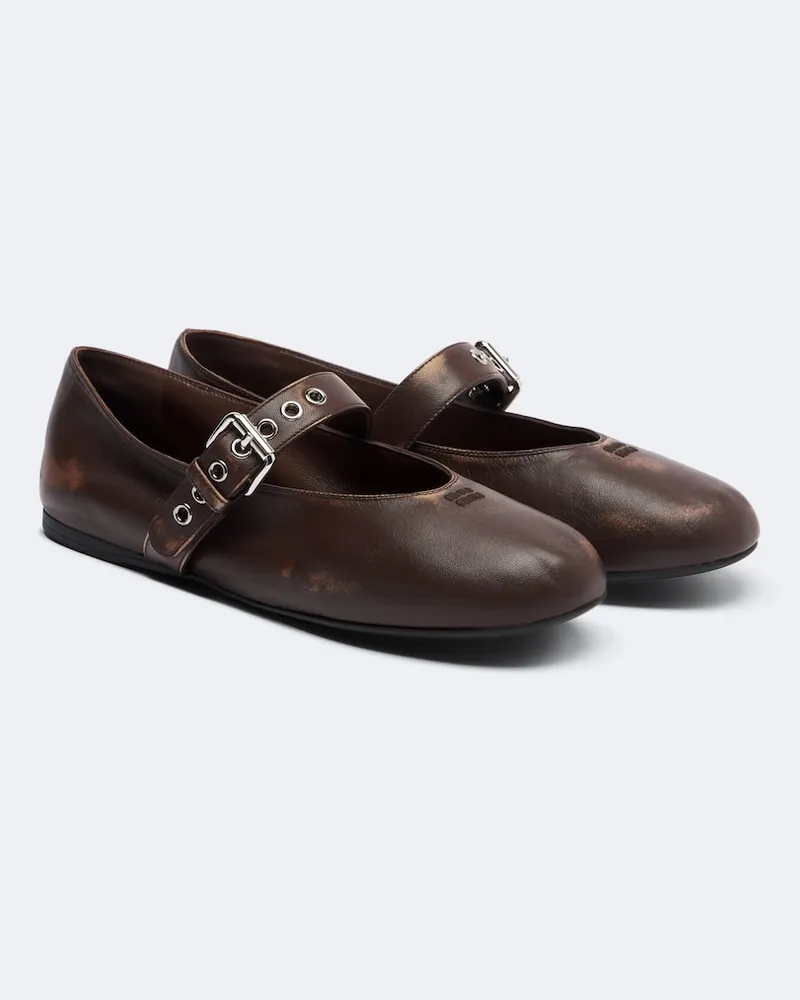 Miu Miu Ballerine Mary Jane in pelle Marrone