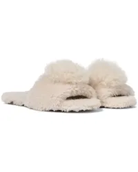 Aquazzura Sandali Foxy in shearling e alpaca Bianco