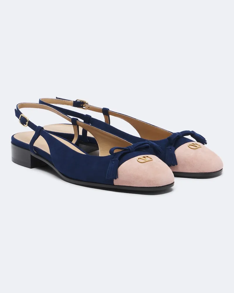 Valentino Garavani Ballerine slingback Valet Du Roi in suede Blu