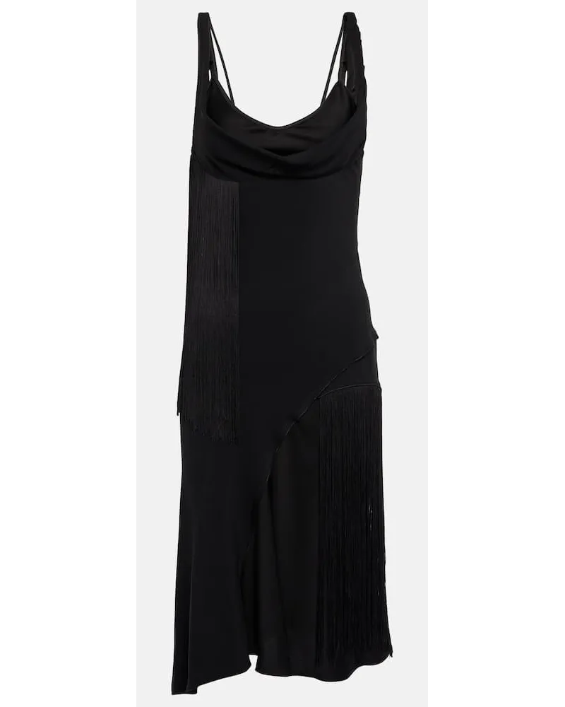 Victoria Beckham Miniabito asimmetrico con frange Nero