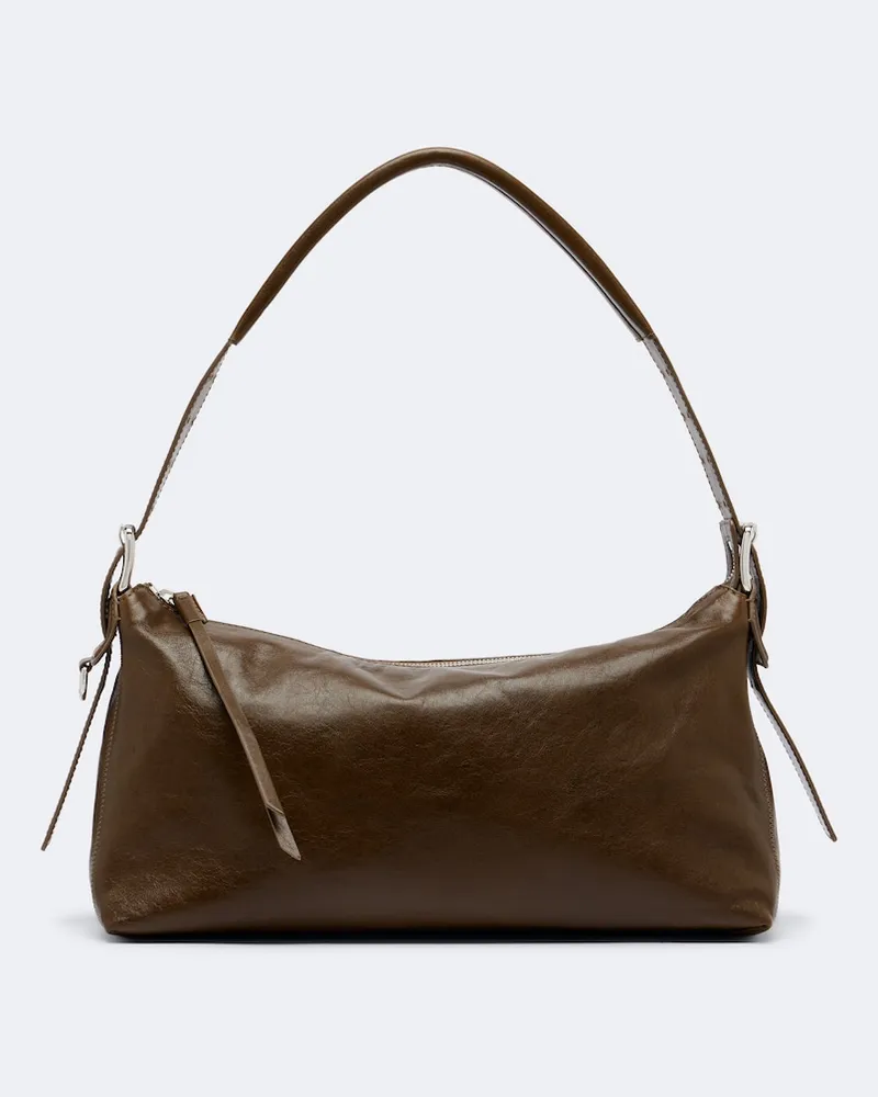 Christophe Lemaire Borsa a spalla Small in pelle con cintura Marrone