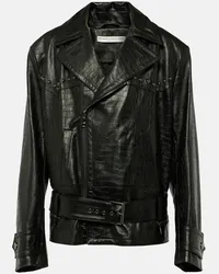 Alessandra Rich Giacca biker in pelle con borchie Nero