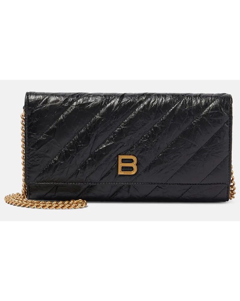 Balenciaga Portafoglio Crush in pelle con tracolla Nero