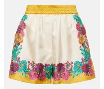 Shorts in seta con stampa floreale