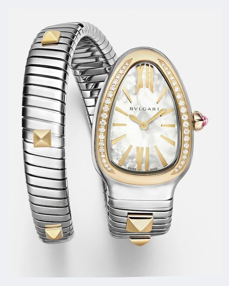 Bulgari Orologio Serpenti Tubogas in acciaio inossidabile da 35 mm e oro 18kt Argento
