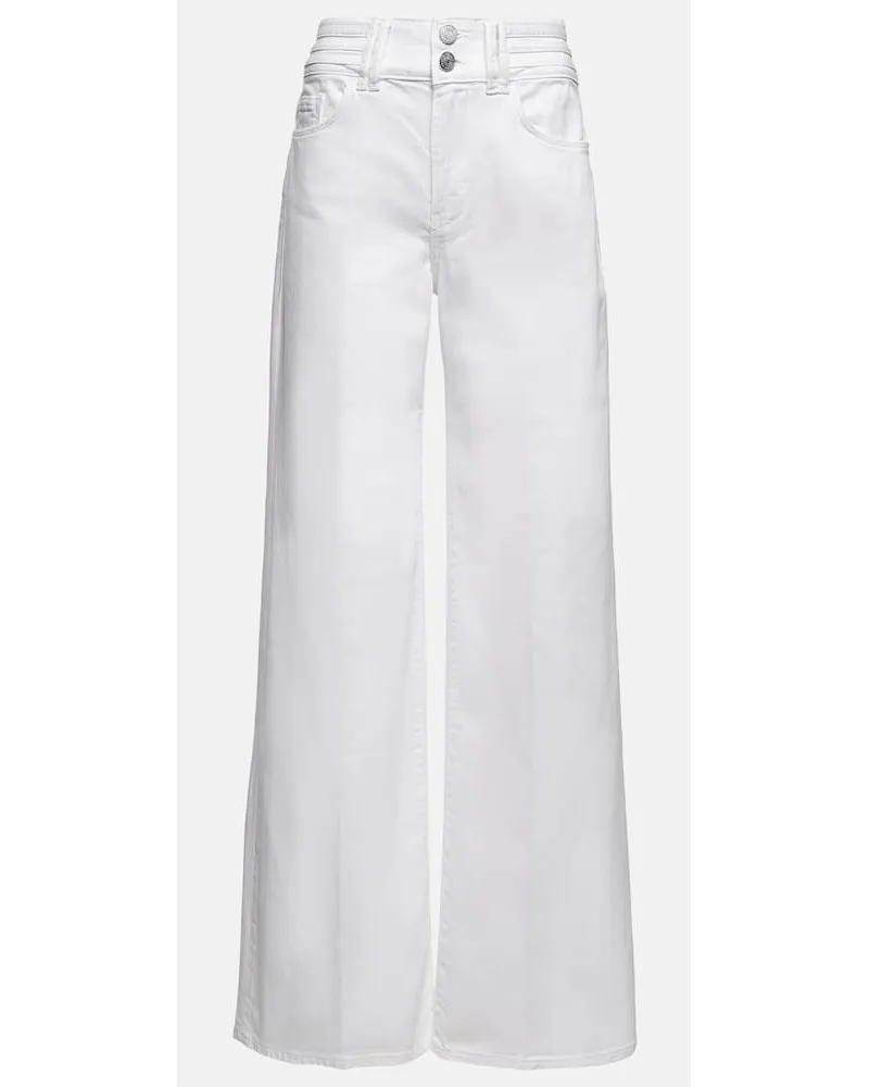 Frame Denim Pantaloni a gamba larga e vita alta Bianco
