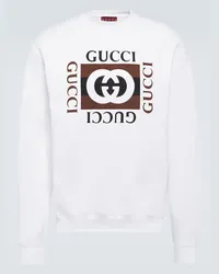 Gucci Felpa in jersey di cotone con logo Bianco