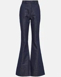 Balmain Jeans flared in Lurex® a righe Blu