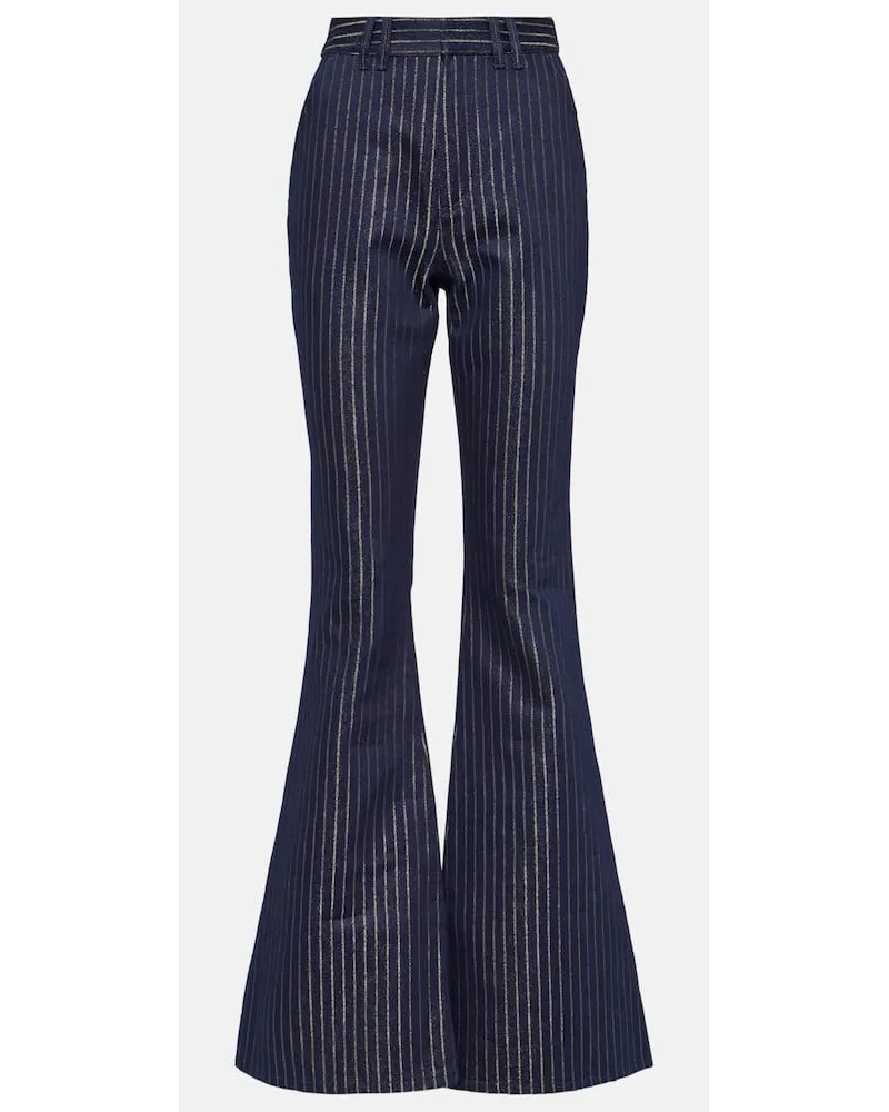 Balmain Jeans flared in LurexÂ® a righe Blu