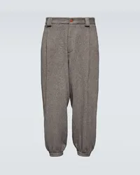 Giorgio Armani Pantaloni gessati in cashmere e lana Grigio