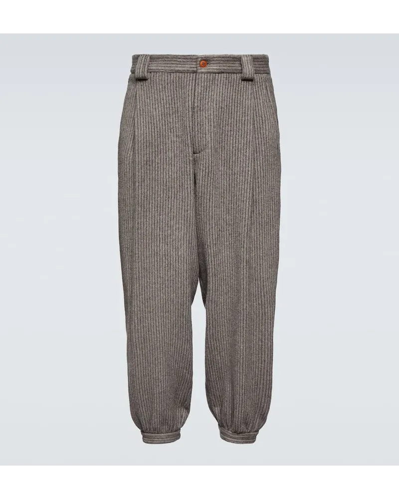 Giorgio Armani Pantaloni gessati in cashmere e lana Grigio