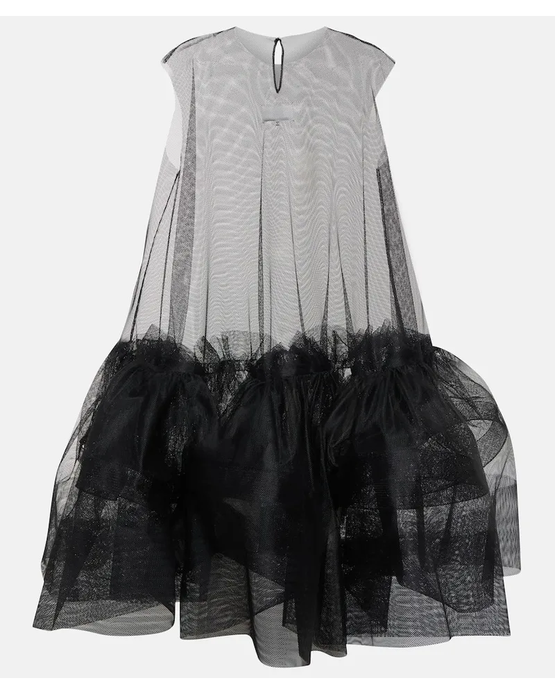 Maison Margiela Abito midi in tulle con fiocco Nero