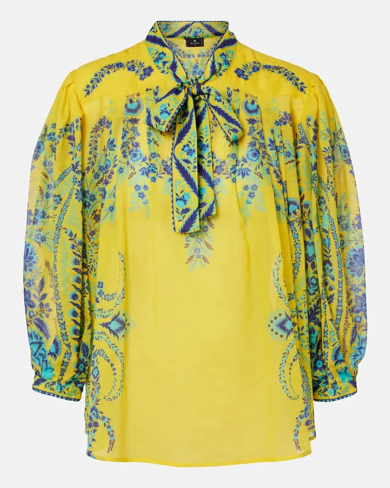 Etro Top in cotone con stampa floreale Giallo