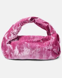 Dries van Noten Borsa a spalla Twist Small in velluto Rosa