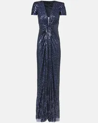 Jenny Packham Abito lungo Momoka con paillettes Blu