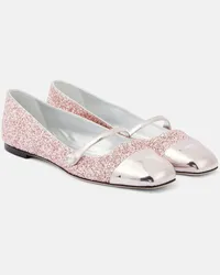 Jimmy Choo Ballerine Elisa con glitter e pelle Rosa