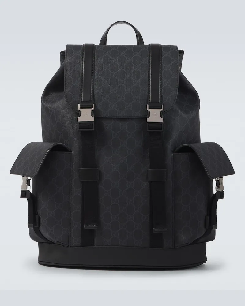 Gucci Zaino GG in canvas con pelle Nero
