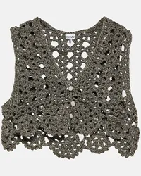 Ganni Top in crochet di misto cotone Nero