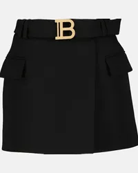 Balmain Minigonna in lana a vita bassa Nero