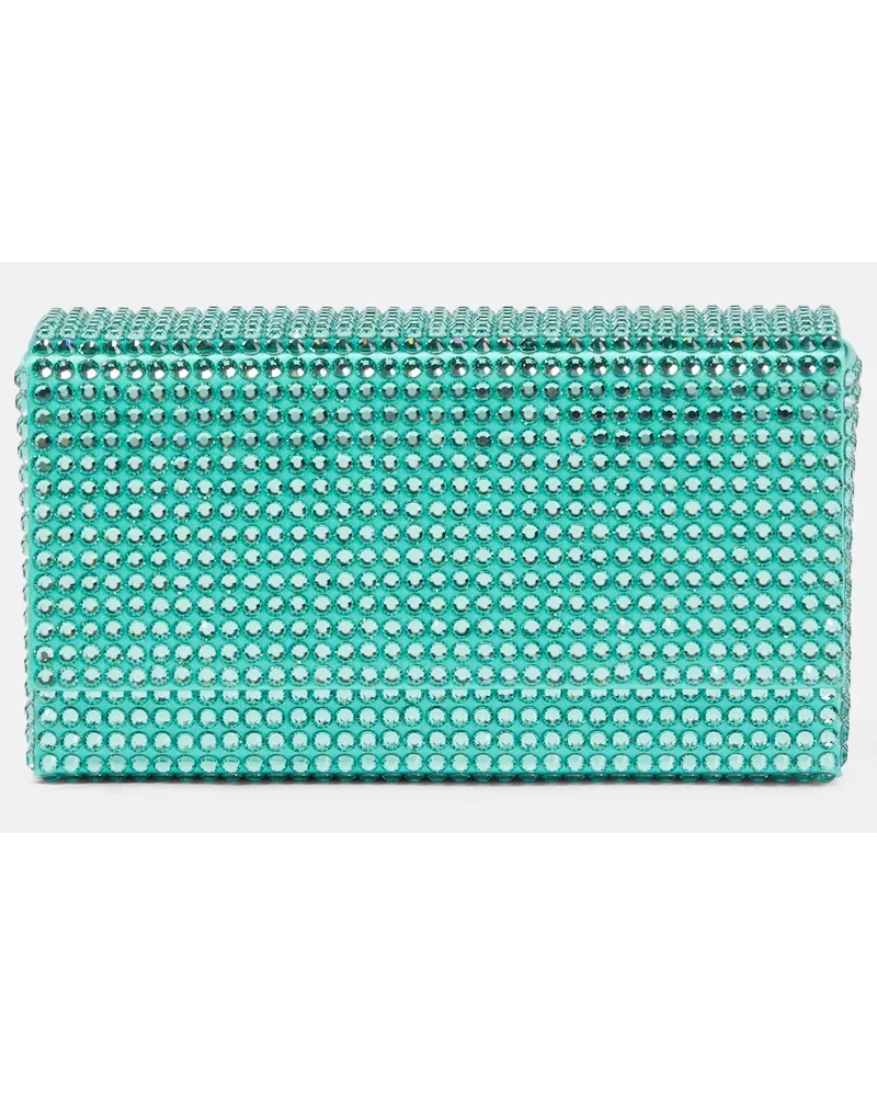 Amina Muaddi Clutch Paloma Micro in raso Verde