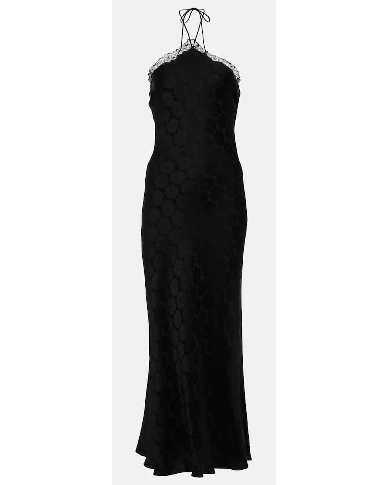Stella McCartney Abito midi in pizzo jacquard Nero