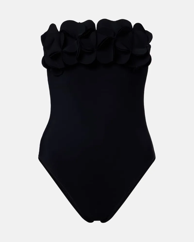 Karla Colletto Costume da bagno Tess con applicazioni floreali Nero