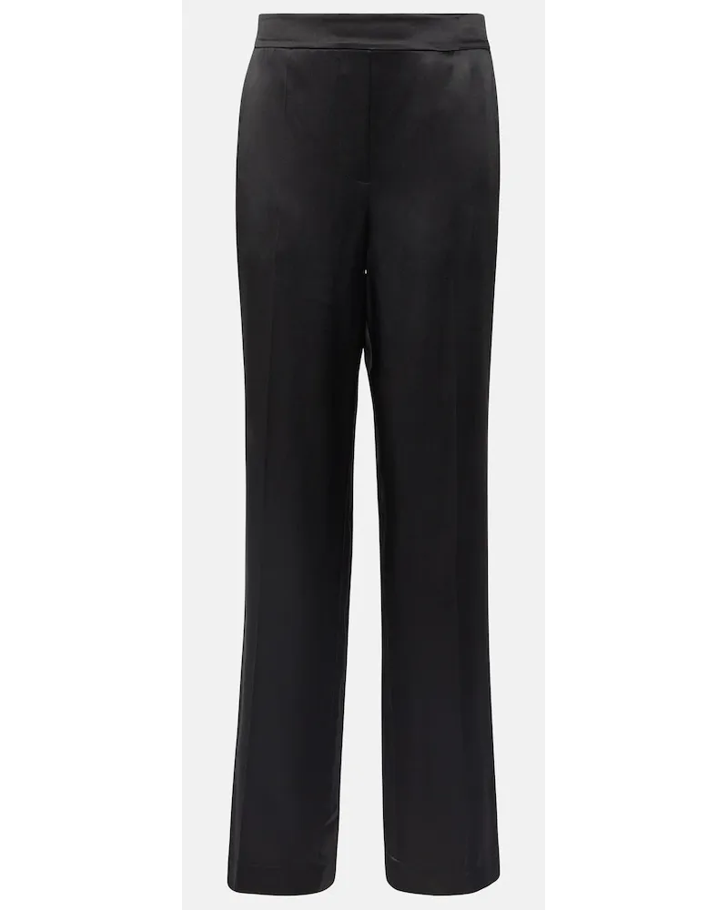Joseph Pantaloni regular Tova in raso di seta Nero