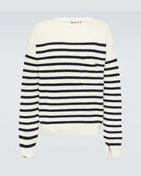 Marni Pullover in lana vergine a righe Bianco