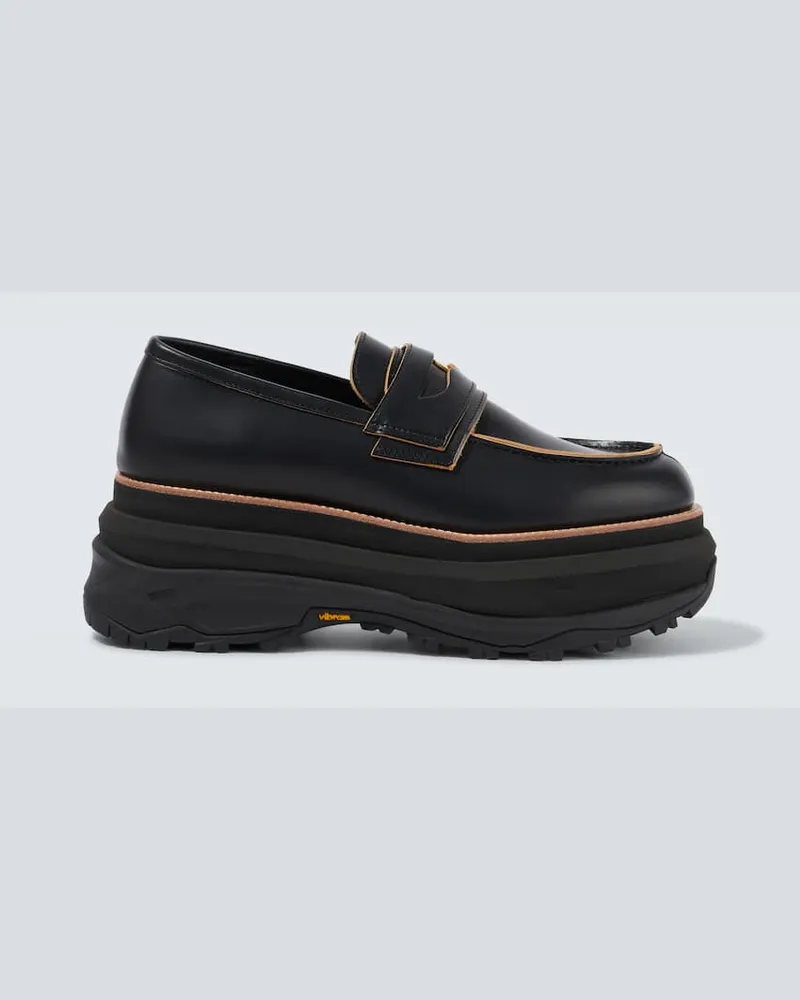 Sacai Mocassini in pelle con platform Nero