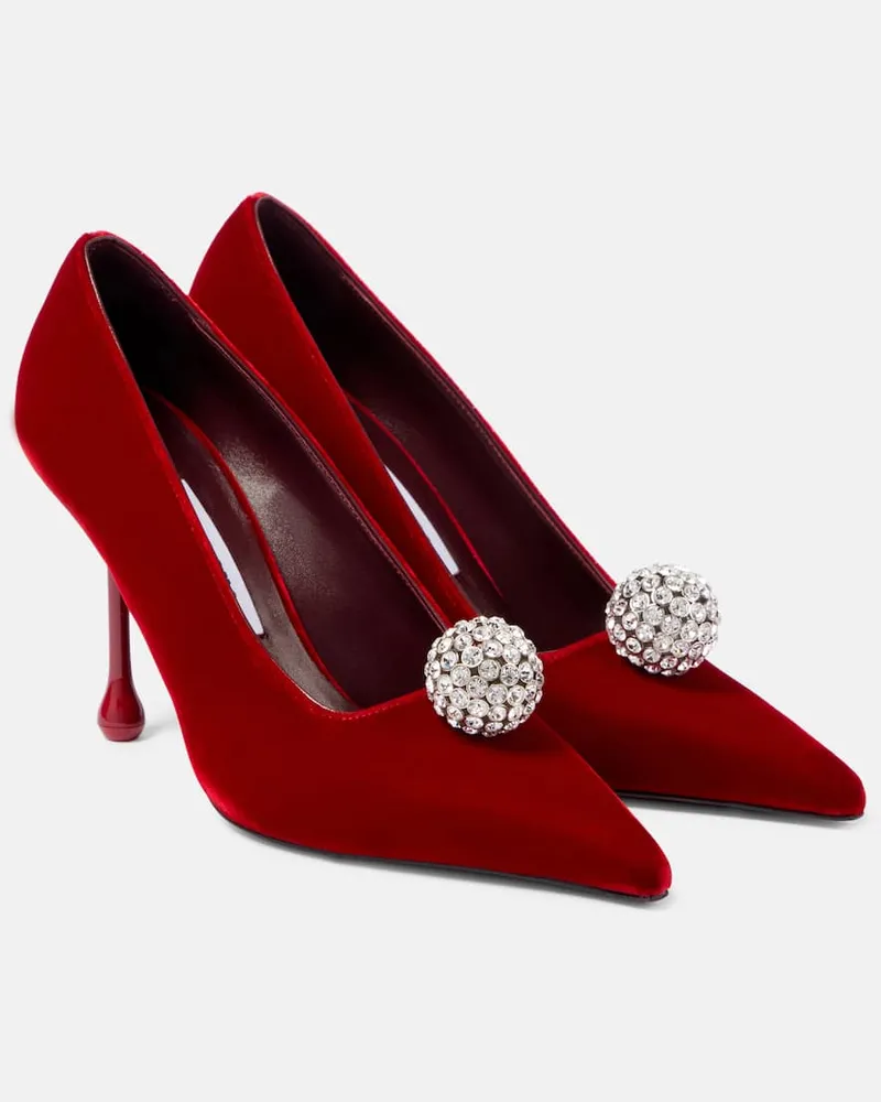 Jimmy Choo Pumps Orb 95 in velluto con cristalli Rosso