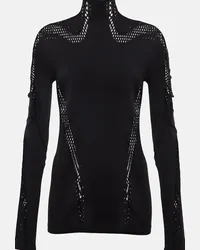 Thierry Mugler Top a collo alto in mesh traforato Nero