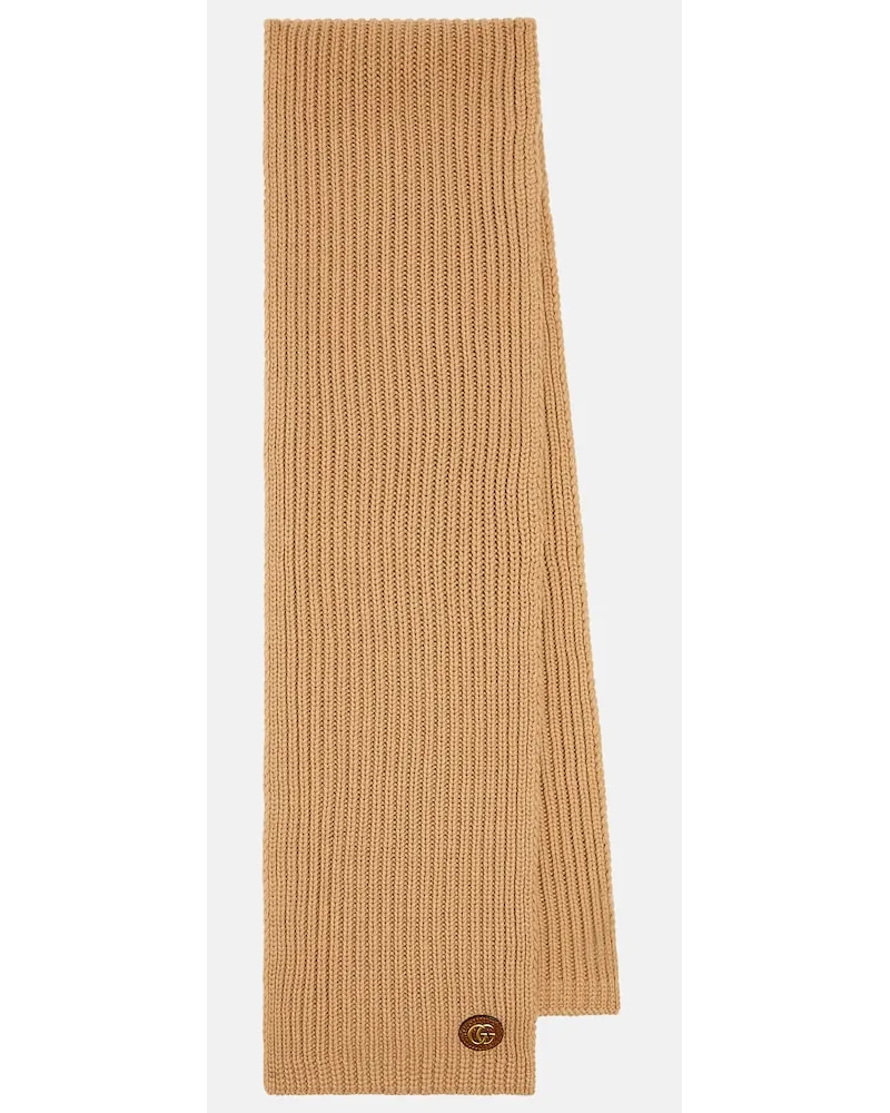 Gucci Sciarpa in lana e cashmere a coste Beige