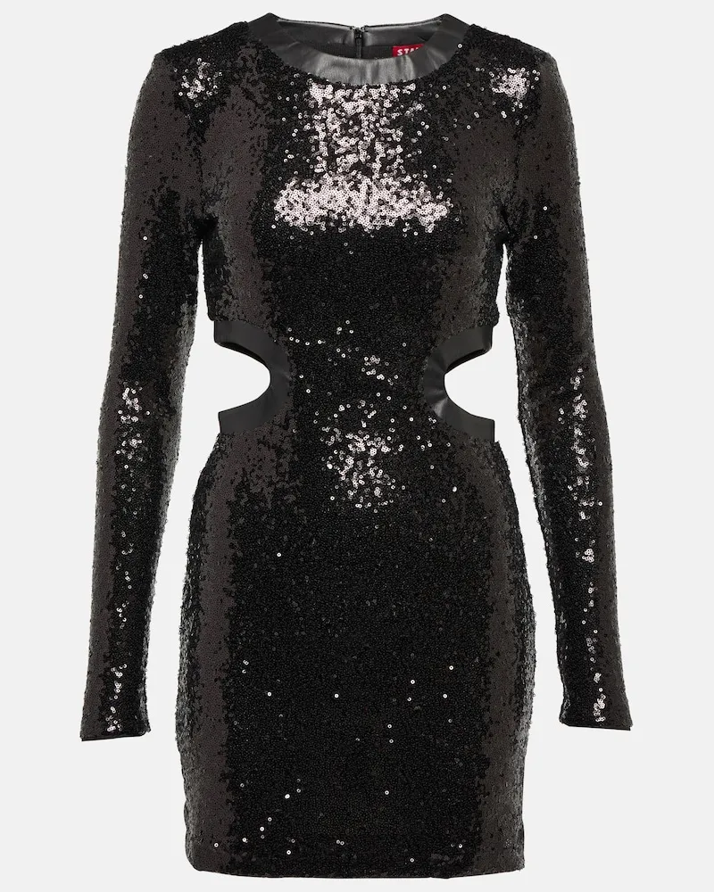 STAUD Miniabito Dolce in nylon con paillettes Nero