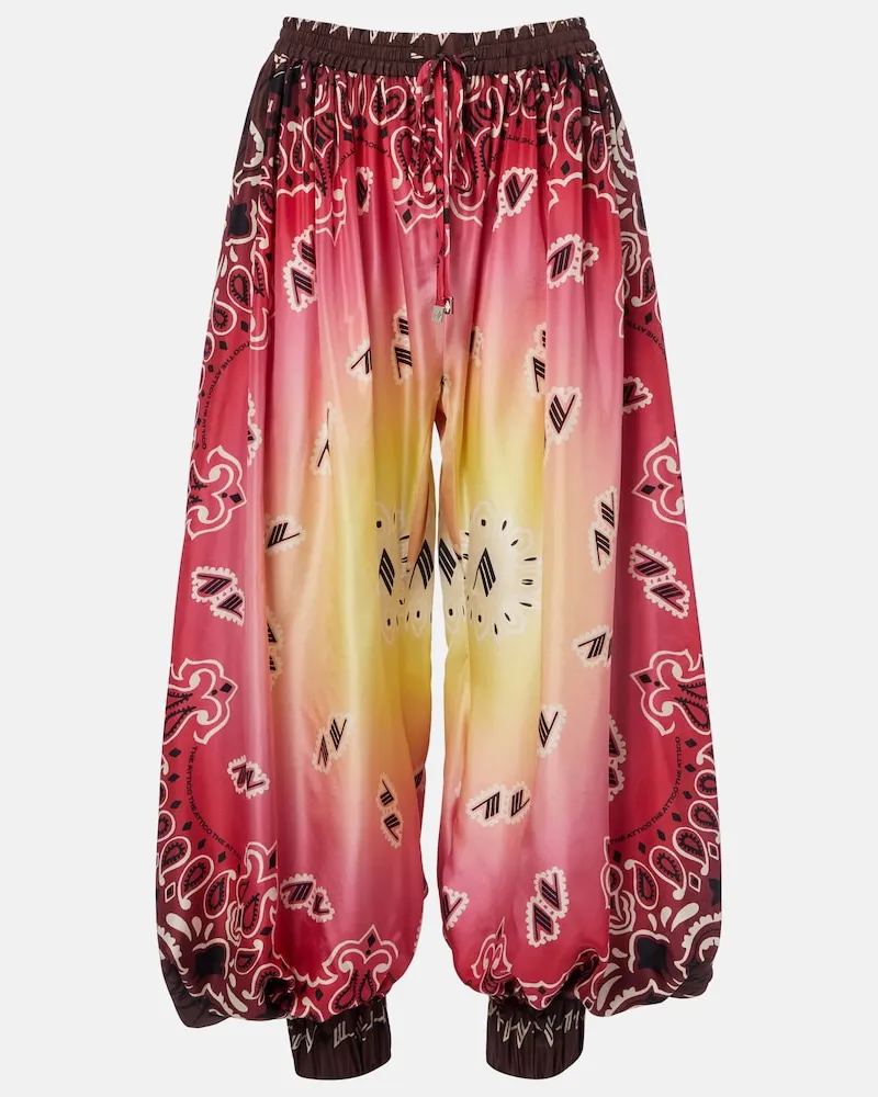 ATTICO Pantaloni in seta con stampa Multicolore
